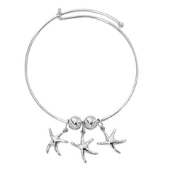 Silver Tone Expandable Dancing Starfish Three Charm Bracelet