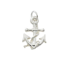 wholesale anchor charm in pewter with gold or silver finish.  USA made