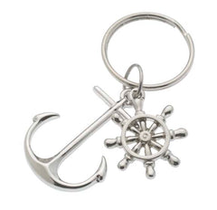 Anchor With Ships Wheel Key Chains  Silver KC 843