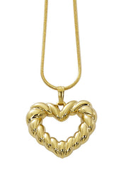 Wholesale fashion open heart necklace pewter with sterling silver or 24 karat gold fnish USA made
