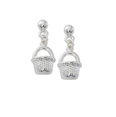 Nantucket Basket drop earrings in pewter with sterling silver or gold finish. USA made wholesale