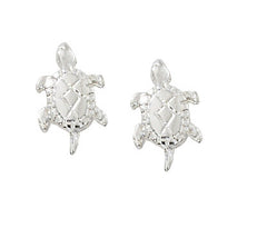 Wholesale fashion turtle stud earrings pewter with sterling silver or 24 karat gold finish USA made