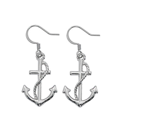 Layered Sterling Anchor Dangle Earrings E226