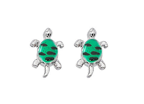 Layered Sterling and Epoxy Turtle Stud Earrings EX936