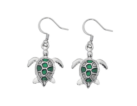 Layered Sterling Turtle with Epoxy Dangle Earrings EX945