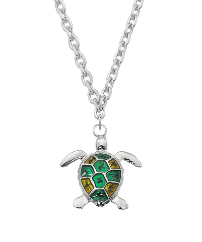 Layered Sterling with Epoxy Turtle Necklace NK561