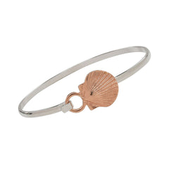 Scallop Shell Cuff Bracelet Rose Gold Two Tone
