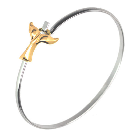 Whale Tail Two Tone Cuff Bracelet