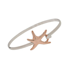 Dancing Starfish Rose Gold and Silver Two Tone Cuff Bracelet