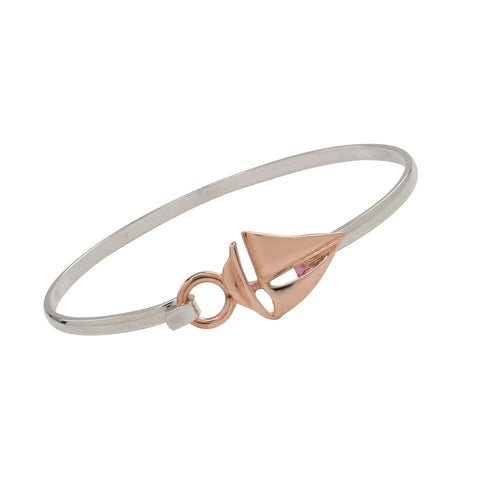 Sailboat Rose Gold and Silver Two Tone Cuff Bracelet