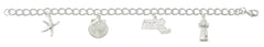 Wholesale fashion mixed sea life charm bracelet pewter with sterling silver or 24 karat gold finish USA made