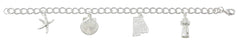 Wholesale fashion state of rhode island charm bracelet pewter with sterling silver or 24 karat gold finish USA made