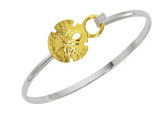 Wholesale fsahion sandollar bracelet two tone pewter with sterling silver and 24 karat gold finish USA made