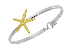 Wholesale fashion starfish bracelet two tone pewter with sterling silver and 24 karat gold finish USA made