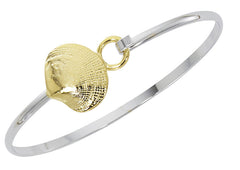 wholesale fashion quahog bracelet pewter with sterling silver and 24 karat gold finish USA made
