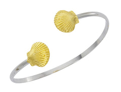 Wholesale fashion scallop shell twist bracelet pewter with sterling silver and 24 karat gold finish USA made