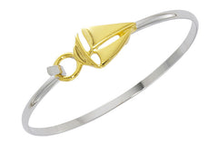 Wholesale fashion sailboat bracelet two tone pewter with sterling silver and 24 karat gold finish USA made