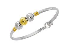 Wholesale fashion 3 ball wire wrap bracelet two tone sterling silver and 24 karat gold finish USA made