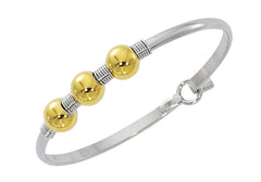 Wholesale fashion 3 ball wire wrap bracelet two tone sterling silver and 24 karat gold finish Usa made