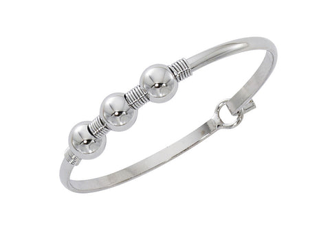 Wire Wrapped 3 Ball Silver Cuff Bracelet CB727