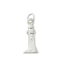 Wholesale small lighthouse charm. Pewter with silver or gold finish. USA made.