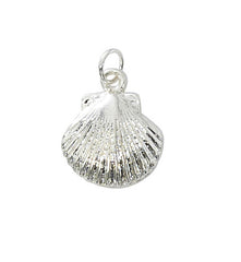 Wholesale fashion scallop shell charm pewter with sterling silver or 24karat finish USA made