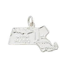 Wholesale fashion state of massachusetts charm pewter with sterling silver or 24 karat gold finish USA made