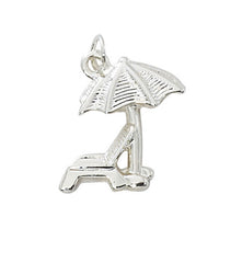 Wholesale fashion beach umbrella charm pewter with sterling silver or 24 karat gold finish USA made