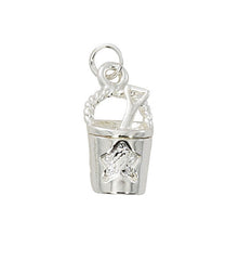Wholesale fashion Pail and shovel charm pewter with sterling silver and 24 karat gold finish USA made