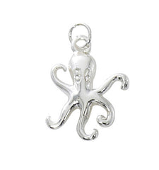 Wholsale fashion octopus charm pewter with sterling silver or 24 karat gold finish USA made