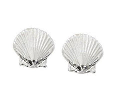 Wholesale fashion scallop shell stud earrings pewter with sterling silver or 24 karat gold finish USA made