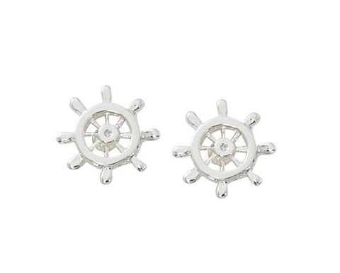 Ships Wheel Stud Earrings E108