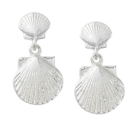 Double Scallop Shell Dangle Earrings E127