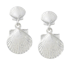 Wholesale fashion double shell drop earrings sterling silver or gold finish usa made