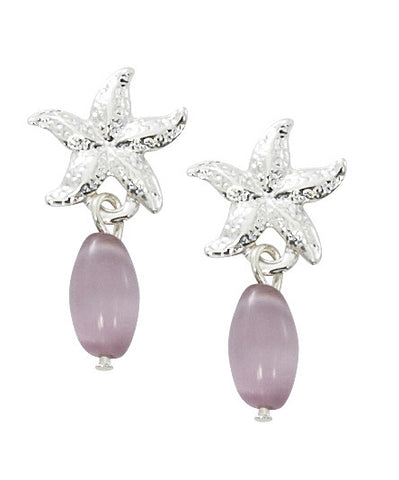 Starfish with Oval Cat's Eye Drop Earrings E151