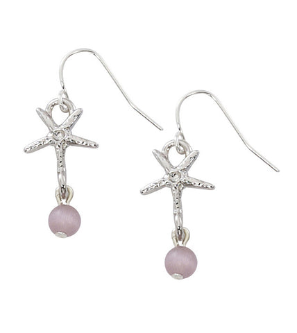Starfish with Round Cat's Eye Drop Earrings E160