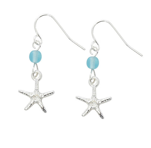 Starfish with Round Cat's Eye Drop Earrings E166