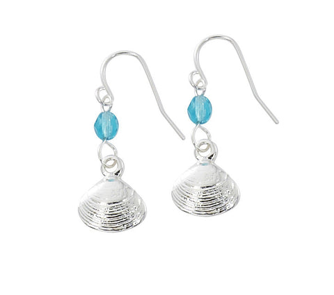 Quahog with Round Bead Drop Earrings E170