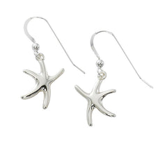 Dancing starfish earrings in pewter with gold or silver finish.  USA made, Wholesale.