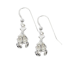 Wholesale fashion lobster drop earrings pewter with sterling silver or gold finish USA made