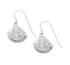 Wholesale fashion shell drop earrings pewter with sterling silver or 24 karat gold finish USA made