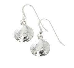 Wholesale fashion quahog drop earrings pewter with sterling silver and 24 karat gold finish USA made