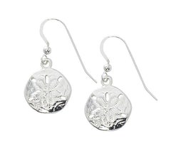 Wholesale fashion sandollar drop earrings pewter with sterling silver or 24 kara tgold finish USA made