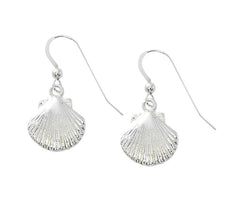 Wholesale fashion scallop shell earrings pewter with sterling silver or 24 karat gold finish USA made