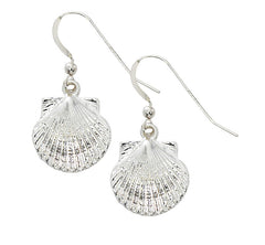 Wholesale fashion scallop shell earrings pewter with sterling silver or 24 karat gold finish USA made