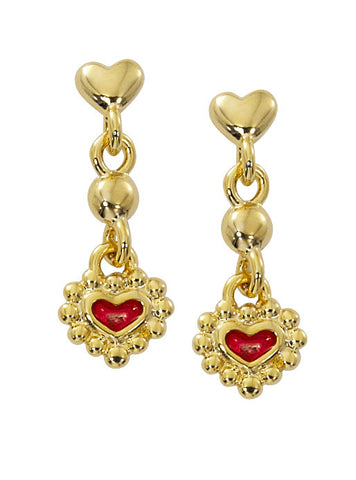 Heart Top with Red Epoxy Heart Drop Earrings E905