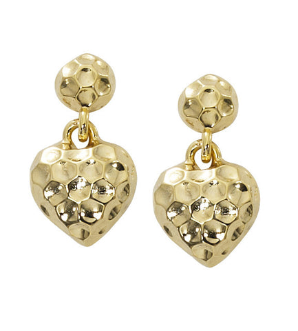 Hammered Heart Drop Earrings E913