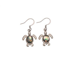 Sea Turtle W/Abalone Stone Drop Earring