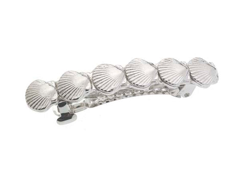 Scallop Shell Hair Clips Silver Finish  2 1/4"