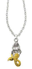 Wholesle fashion mermaid necklace two tone with sterling silver and 24 karat gold finish USA made